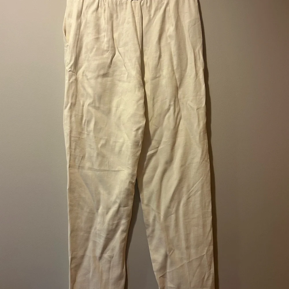 NWT Mango Cream Offwhite Trouser‎ Pants Flat Front Pockets Women’s  Small